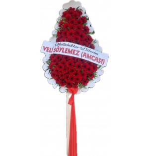 orta boy kırmızı gerbera çelenk